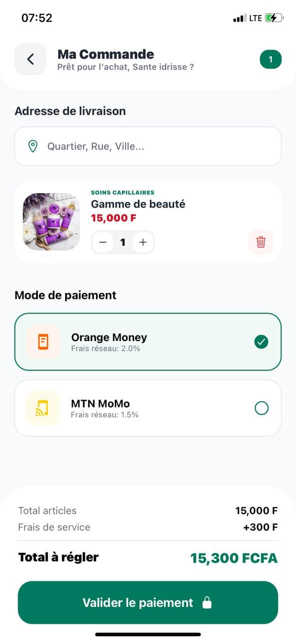 Booking screen